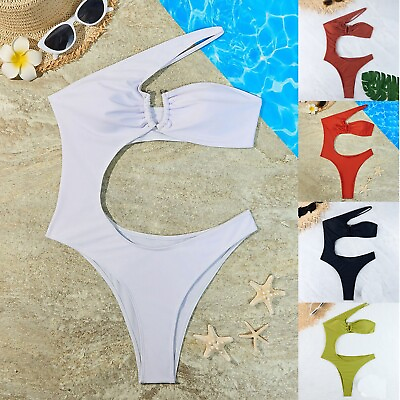 #ad Women One Piece Swimsuits 10 14 12 8 6 High Waisted Swimwear Beachwear $12.59