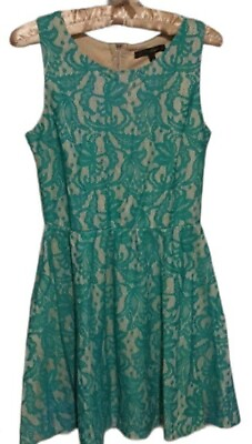 #ad #ad Vintage Green Lace Dress Sz Sm $21.99