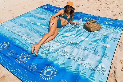 #ad New OCOOPA Diveblues Beach Blanket Sand proof 10#x27;X 9#x27; Fits 1 8 Adults Easy Pack $31.99