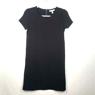 #ad Chelsea28 Dress Women XXS Black Crepe Shift Short Sleeve Mini Zipper Waistless $21.21