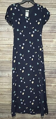 #ad Vintage Laura Ashley Sz 4 Navy Floral Maxi Dress UK 8 $48.00