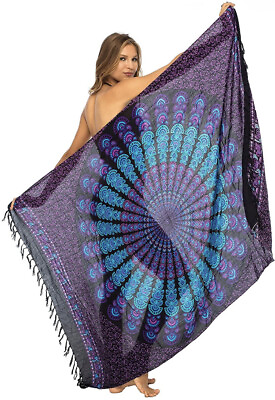 Back From Bali Womens Sarong Beach Swimsuit Bikini Cover up Wrap Peacock amp; Clip $6.49