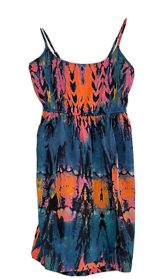 #ad Hurley Wrap Sun Dress Size S Mini Abstract Multicolor Spaghetti Strap Beach $14.00