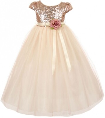 #ad Blush 6 Little Girl Sleeveless Tulle Bridesmaid Party Birthday Flower Girl Dress $19.99