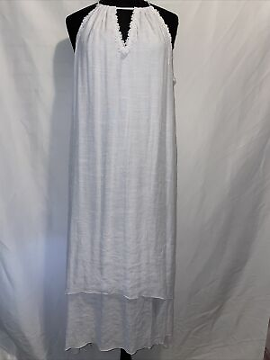 #ad NEW Mlle Gabrielle XL White Sundress Lace Trim High Low Layered $24.99