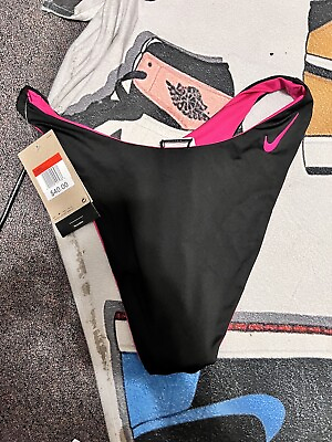 #ad Women#x27;s Nike Color Block Reversible Sling Bikini Bottom Black Pink Size L NWT $19.99