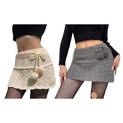 #ad #ad Womens Girls Y2K Vintage Knitted Low Waist Skirt A Line Kawaii Short Mini Skirt $8.45