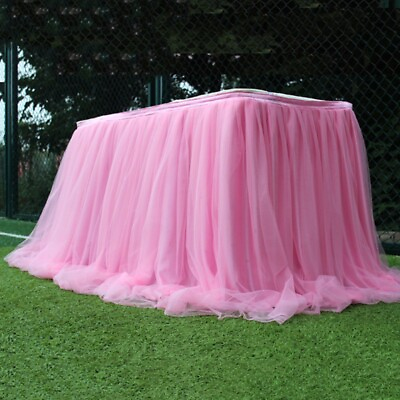 Table Cloth Cover Tutu Tulle Table Skirt Fluffy Table Dress Decorative For Party $12.21
