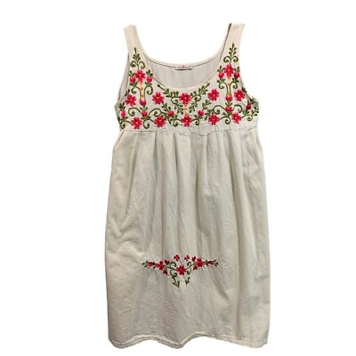 #ad Size 12 Girls Sundress Sleeveless Embroidered Floral Bodice Tie Back $19.00