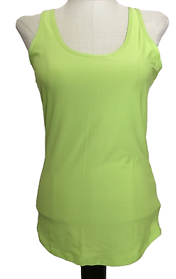 #ad NO BOUNDARIES FITTED SUPERSOFT Bright Green SCOOP Stretch Knit TANK SZ. Jr. L* $11.35