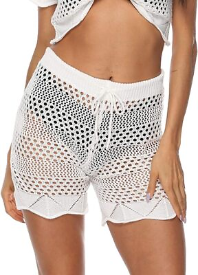 #ad Womens Cover Up Pants Sexy Hollow Out Crochet High Waist Mesh Beach Bikini Swims $51.00