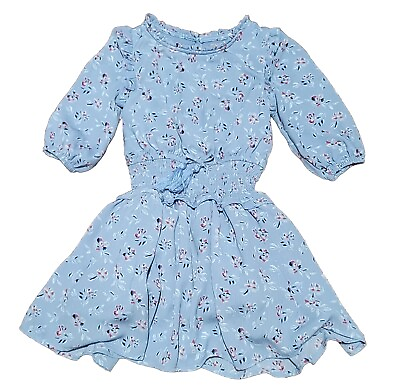 #ad #ad Little Girls Light Blue Floral Dress Size 6X Cute Washed Once $6.99
