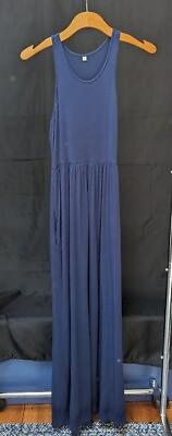 #ad Size Small Maxi Dress Navy Blue Stretch With Pockets $12.50