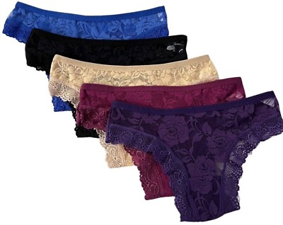 #ad #ad Lot 5 Women Bikini Panties Brief Floral Sexy Lace Cotton Underwear #F169 $10.99