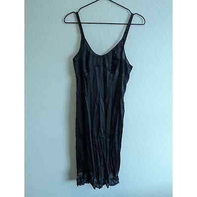 #ad Vintage 1960s Sears Womens Sz 36 Black Nylon The Doesn#x27;t Slip Nightgown $12.60
