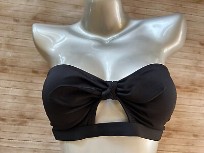 #ad NWT PINK Victorias Secret Swim Knot Front Bandeau Push Up Bikini Top L Black $24.99
