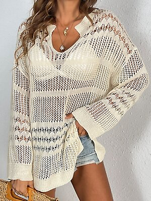 #ad #ad Cover Up with Cutout Notched Long Sleeves $27.95