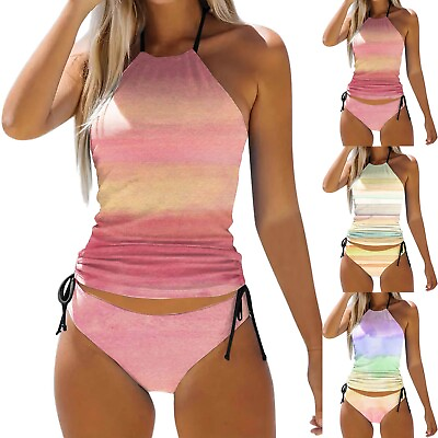 #ad #ad Women Bikini Swimsuits Slimming Two Piece Floral Quick Drying Swimming Tankini $21.88