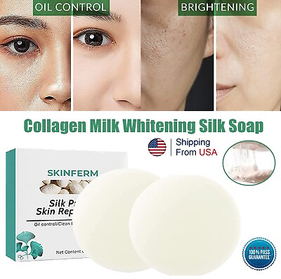 #ad #ad 2× Collagen Milk Whitening Soap Silk Protein Milk Soap Summer Skin Clean Bar USA $7.28