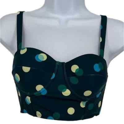 #ad Swimsuit Contoured Bikini Top in Green amp; Multi Polk a Dot Print Size Large $14.00