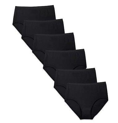 #ad Fruit of Loom Women#x27;s Breathable Cotton Black Panties Briefs Underwear 6 Pack $21.99