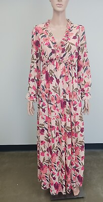 #ad Unbranded Bohemian Maxi Dress Chiffon Floral Print Sz S $40.00