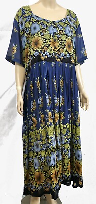 #ad Vintage Just Class Sheer Semi Sheer Blue Babydoll Loose Boho Dress 1X $25.00