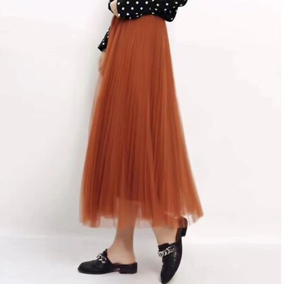 #ad Classic 3 Layer Tulle Skirt Long Maxi Ball Gown Party Cocktail Onesize Orange. AU $55.00