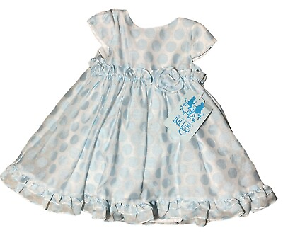 #ad LVLI amp; Me Girls White Blue Polka Dot Dress 12M $25.99