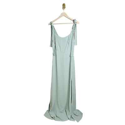 #ad NWT Reformation Westerly Square Neck Maxi Dress Slit Celadon Mint Green US 10 $225.00