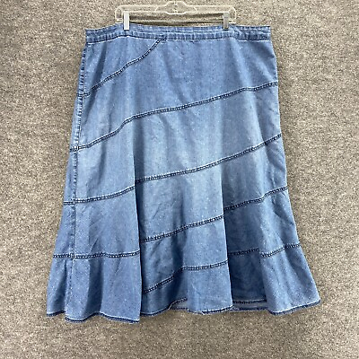 #ad Ashley Stewart Skirt Women 20W Plus Blue A Line Midi Denim Light Wash Zipper $9.99