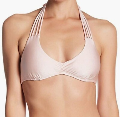 #ad NEW Rachel Roy Peach Bikini Top Size L Strappy Halter $12.95