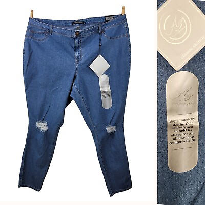 New A3 Jeans Denim Plus Size 22W high Rise Stretch Classic Skinny Distressed $19.79