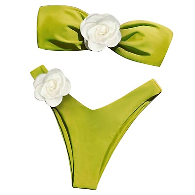 #ad Women Bikini Swimsuit High Waisted Plus Size Lightweight Bating Beachwear $14.79