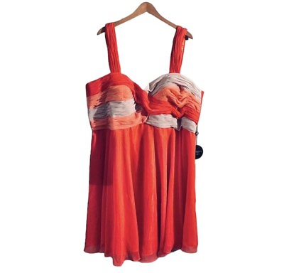 #ad Sydneys Closet Party Dress Plus Size 32 Orange Crush Chiffon SC3030 NWT Formal $30.00