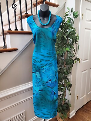 #ad Mlle Gabrielle Women#x27;s Blue Polyester Round Neck Sleeveless Long Maxi Dress 16 $28.00