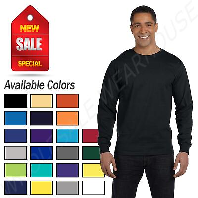 Hanes Men#x27;s ComfortSoft Essential T 100% Cotton Long Sleeve S 3XL T Shirt R5286 $7.98