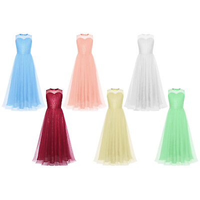 #ad #ad Kids Girls Dress Decorations Gown Round Neck Maxi Birthday Sundress Formal Teen $27.29