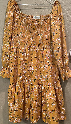 #ad Just Found Women#x27;s Plus Size Sundress 1X NWT Yellow Floral Flowers Free Ship $26.95