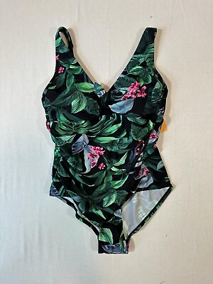 #ad Kona Sol Women#x27;s Swimsuit One Piece Full Coverage Tie front Size 16 $21.18
