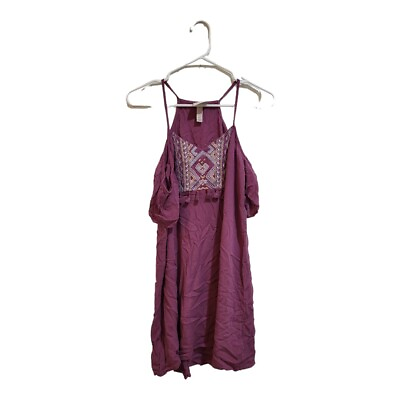 #ad Knox Rose Boho Dress XS X Small Cold Shoulder Purple Embroidered Tasseled $11.50