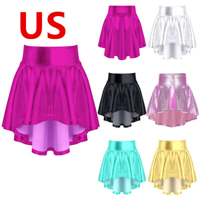 #ad US Girls Kids Midi Skater Skirt Pleated Party A Line Party Stretch Waist Dress $11.21