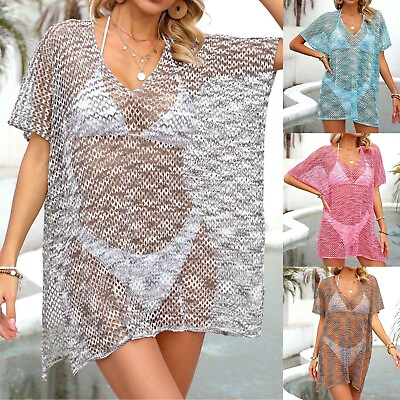 #ad Women Swim Suit Cover Up Dress Sheer Comfortable Swimwear Beachwear Bathing $17.09