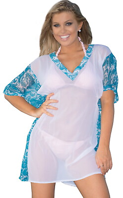 #ad #ad LA LEELA Women#x27;s Plus Size Beach Swimsuit Cover Ups Swimwear US 8 16W White N587 $49.94