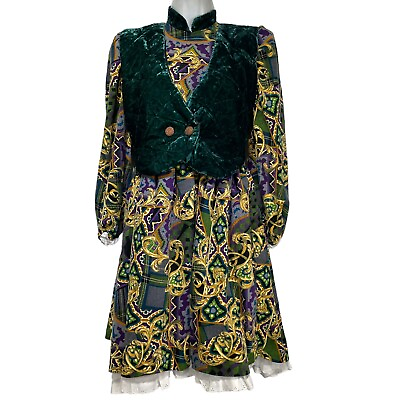 #ad Mafaza Fashion velvet High Neck nylon Elegant Loud Vest skirt suit dress Size S $22.49