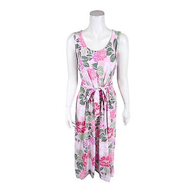 #ad Cuddl Duds Women#x27;s Petite Flexwear Paneled Maxi Dress Pink Floral PL Size $17.50
