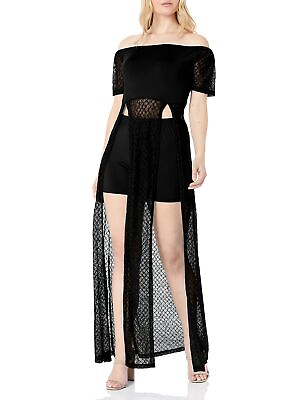 #ad Lexiart Black Maxi Romper Skirt Dresses Summer Bodycon Dress Womens Beach 2022 $30.39