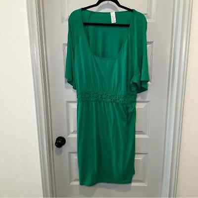 #ad Women’s Green Scoop Neck Short Sleeve Aline Dress 3X $13.00