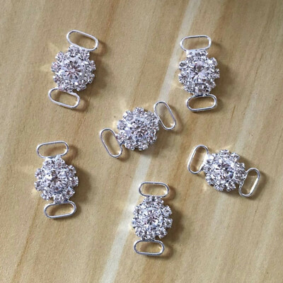 20Pcs Clear Crystal Rhinestone Bikini Connectors Buckle Metal With 15mm Buttons $12.88