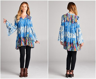 #ad Cute Plus Size BoHo Gypsie Mini Dress Tunic 1X 2X 3X New $49.95